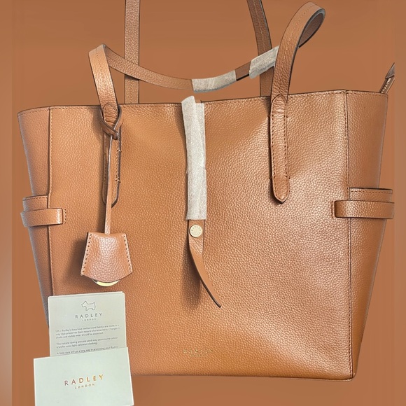 Radley London NWT Leather Shoulder Bag & Dust Bag Lg Abington Road Tan - Picture 8 of 16